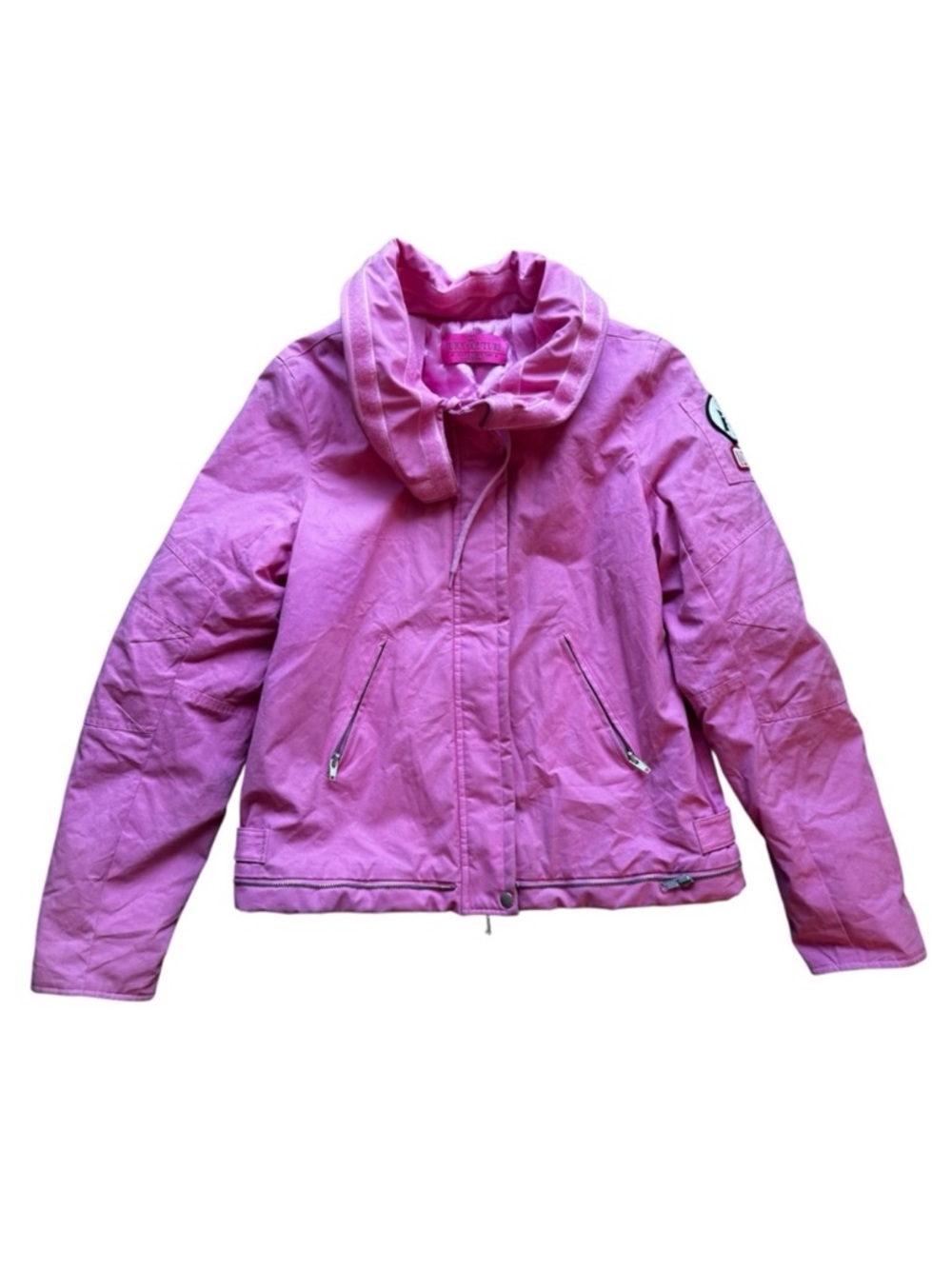 Juicy Couture Pink Zip Front Jacket Satin Interior Y2K Size M McBling